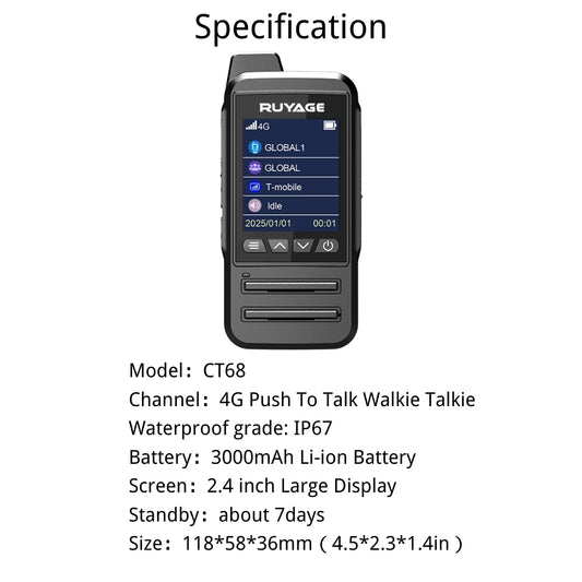 Ruyage Radio Nationwide PTT Walkie-Talkie(CT68)