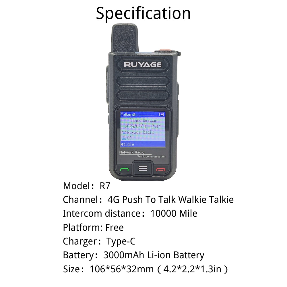 Ruyage Radio Nationwide PTT Walkie-Talkie(R7)