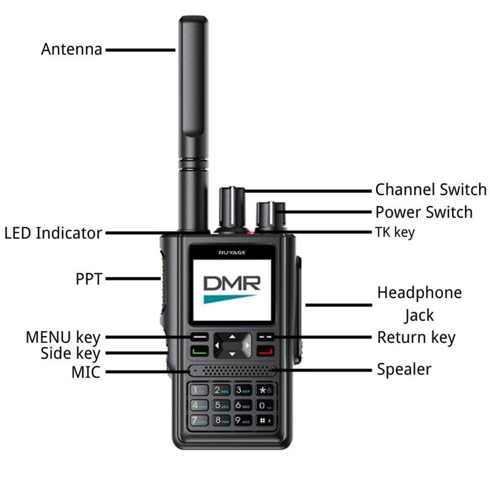 Ruyage DP10 디지털 양방향 무전기 워키토키 핸드헬드 DMR 무전기 위성 GPS 장거리 2000mAh 배터리 