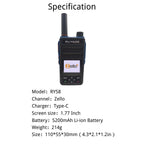 RUYAGE RY58 Zello 4G LTE PoC Radio Long Range Nationwide Walkie Talkie
