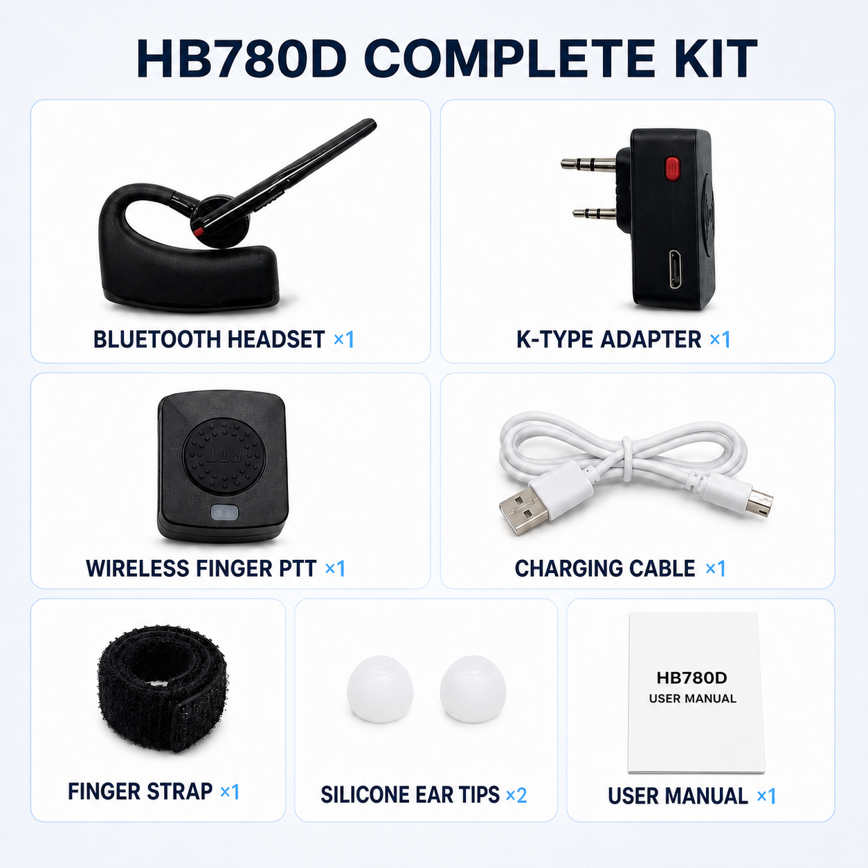 RUYAGE HB780D Bluetooth PTT Headset Kit for K-Type Walkie Talkies