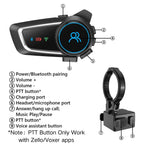 RUYAGE Zello Motorcycle Helmet Bluetooth Headset Wireless PTT Intercom