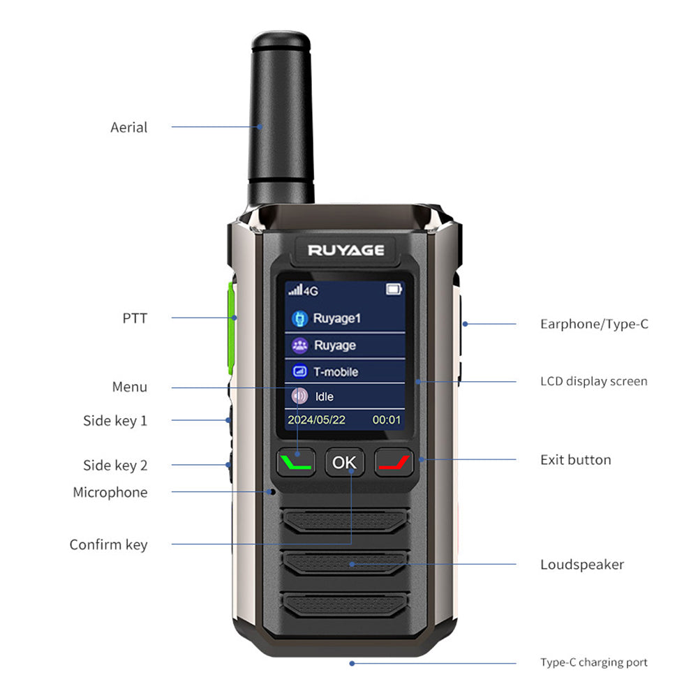 RUYAGE R0 4G LTE PoC Radio Long Range Nationwide Walkie Talkie