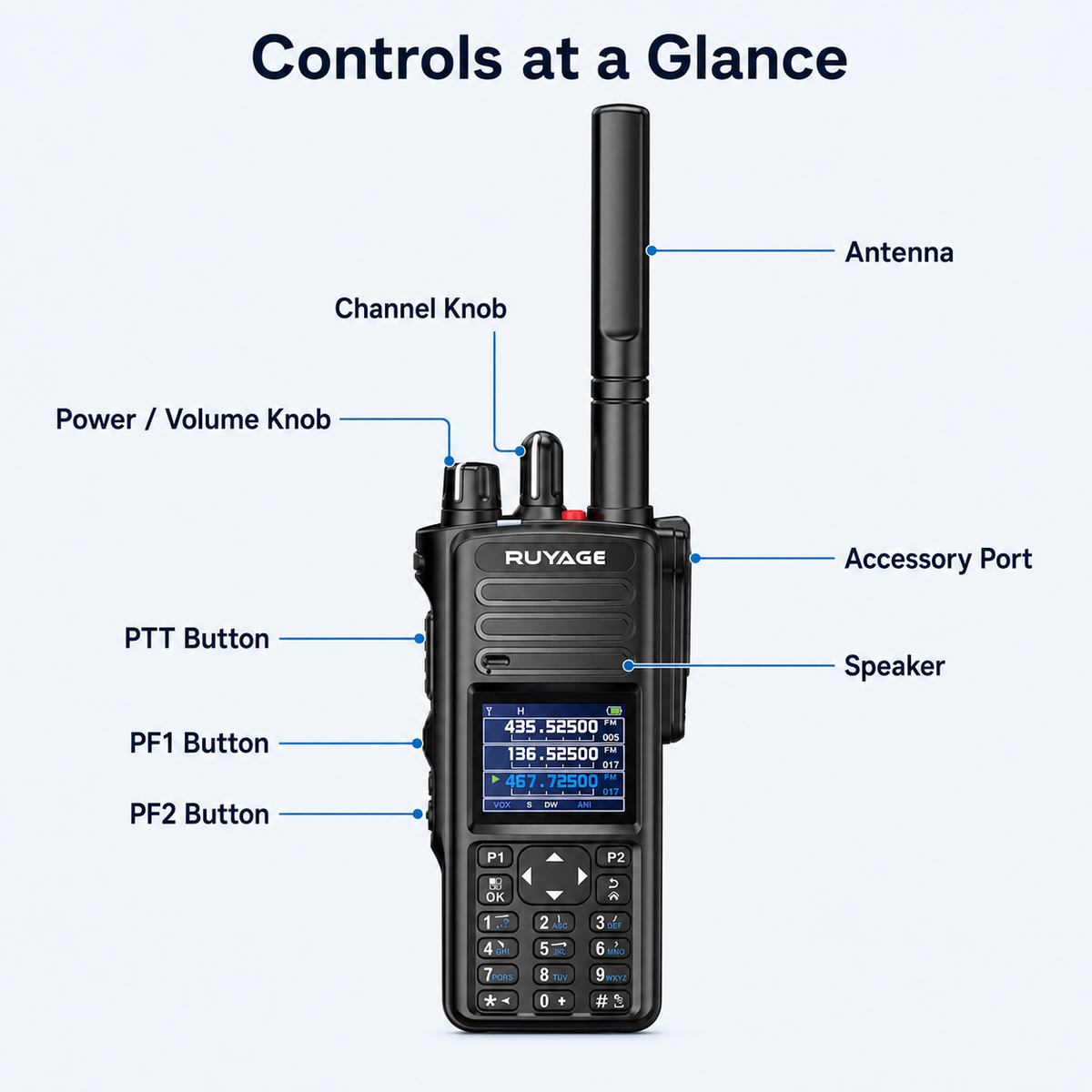 RUYAGE R8608 10W 6-Band Analog Walkie Talkie