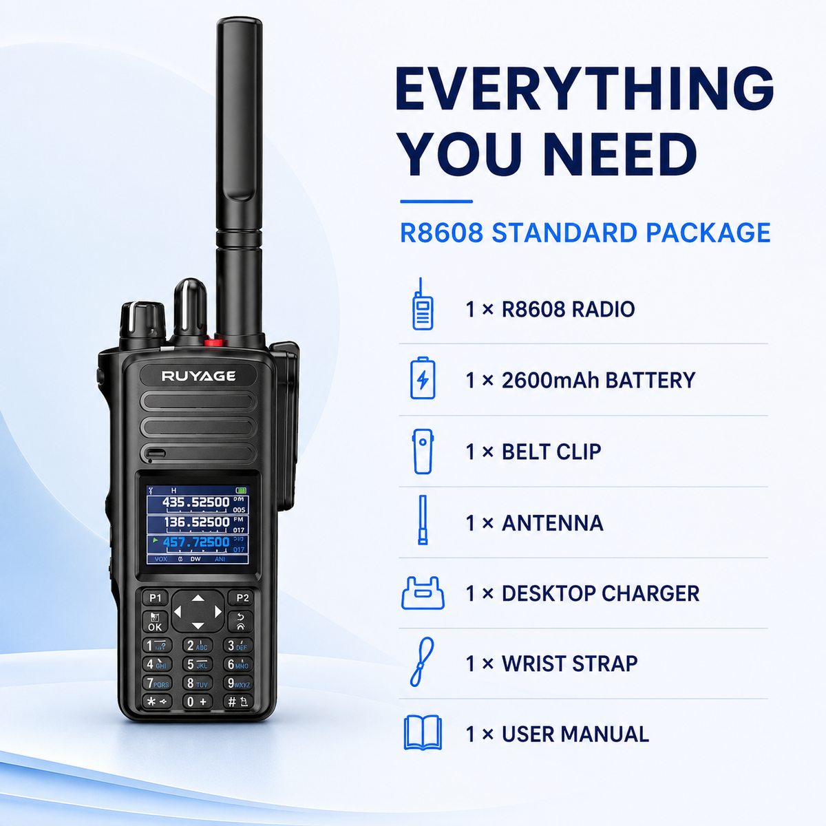 RUYAGE R8608 10W 6-Band Analog Walkie Talkie