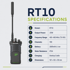 RUYAGE RT10 20W UHF Long-Range Analog Walkie Talkie