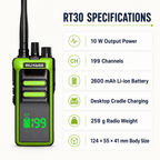 RUYAGE RT30 10W Long Range VHF or UHF Analog Walkie Talkie