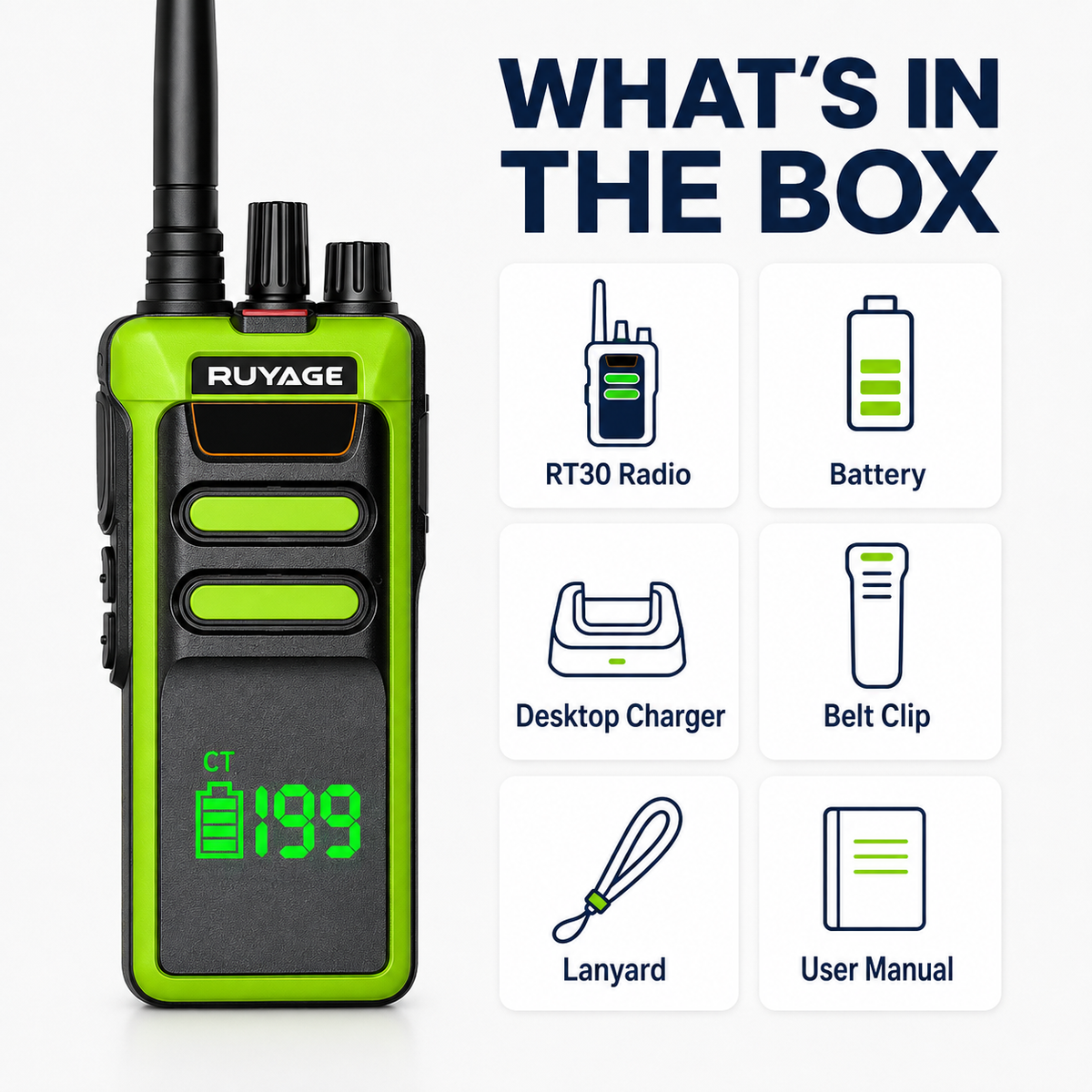 RUYAGE RT30 10W Long Range VHF or UHF Analog Walkie Talkie