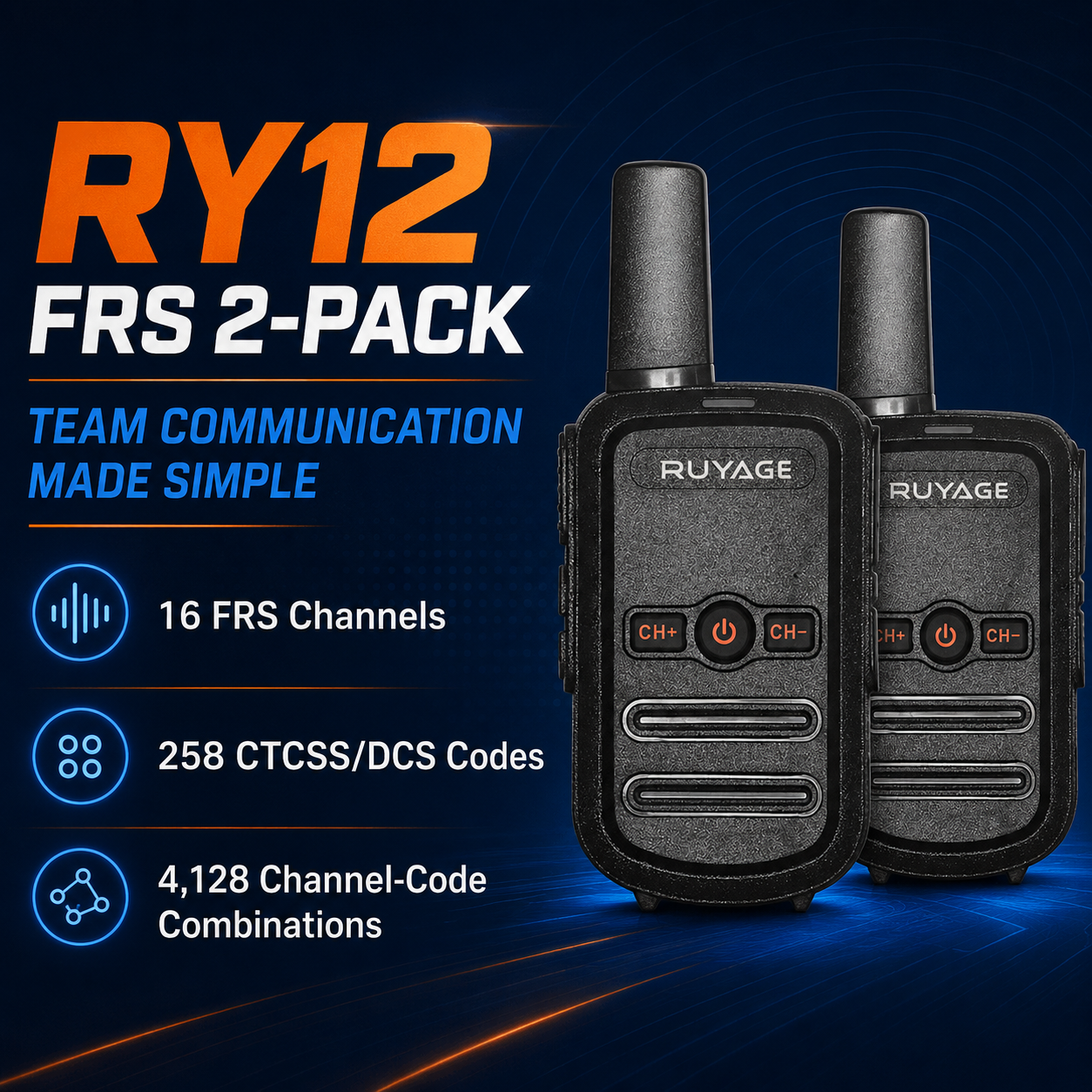 RUYAGE RY12 Mini Rechargeable FRS Walkie Talkie with VOX