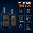 RUYAGE RY12 Mini Rechargeable FRS Walkie Talkie with VOX