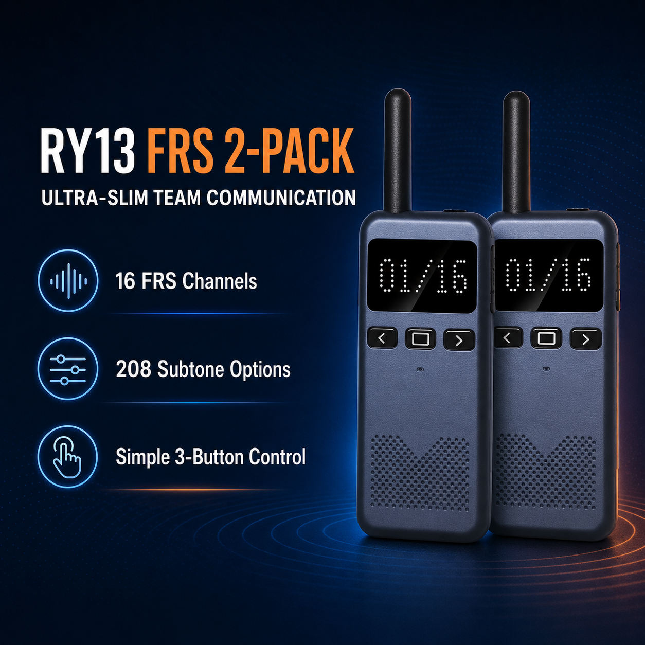 RUYAGE RY13 Ultra-Thin FRS Walkie Talkie with VOX