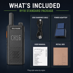 Ruyage RY18 Walkie Talkies para adultos recarregável 1 pacote, rádio bidirecional FRS portátil de longo alcance 16 canais viva-voz VOX para acampamento e caminhada 