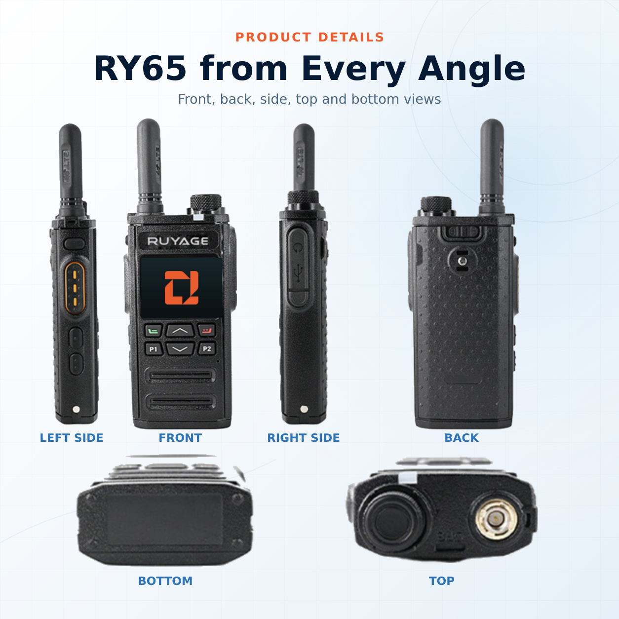 Ruyage-RY65 Zello Walkie Talkie, Rádio 4G com cartão SIM, WiFi, Bluetooth, Longo alcance, Potente, 100km 