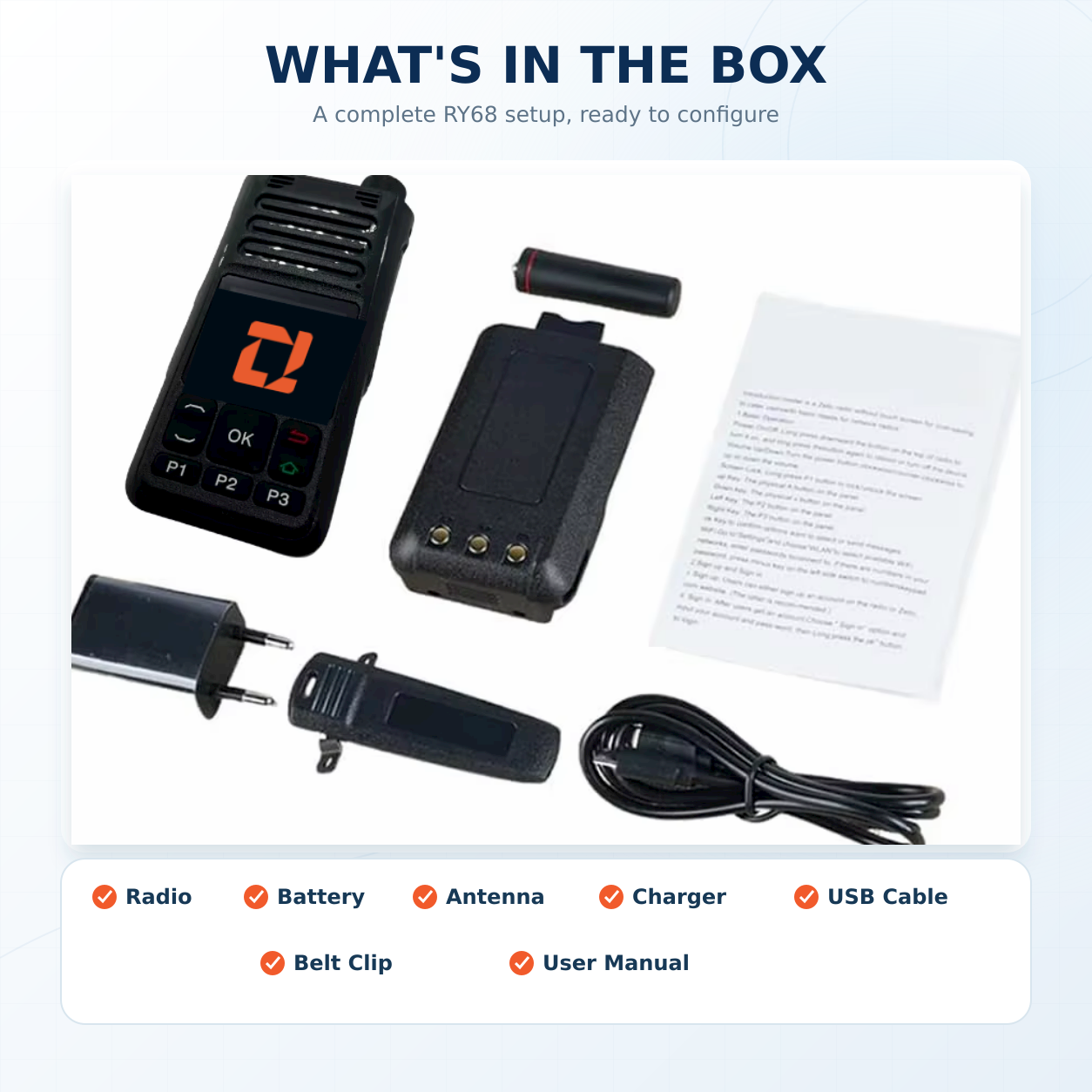 Ruyage-RY68 Zello Walkie Talkie, Rádio 4G com cartão SIM, WiFi, Bluetooth, Longo alcance, Potente, 100km 