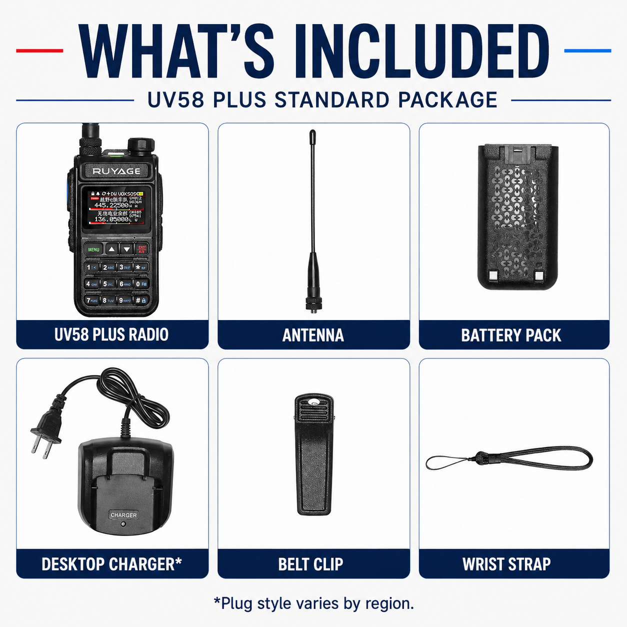 RUYAGE UV58 Plus 5W 6-Band Analog Walkie Talkie