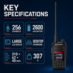 Ruyage UV5D Walkie Talkie IP67 Rádio bidirecional à prova d'água 2600 mAh com cabo de programação K-Head 