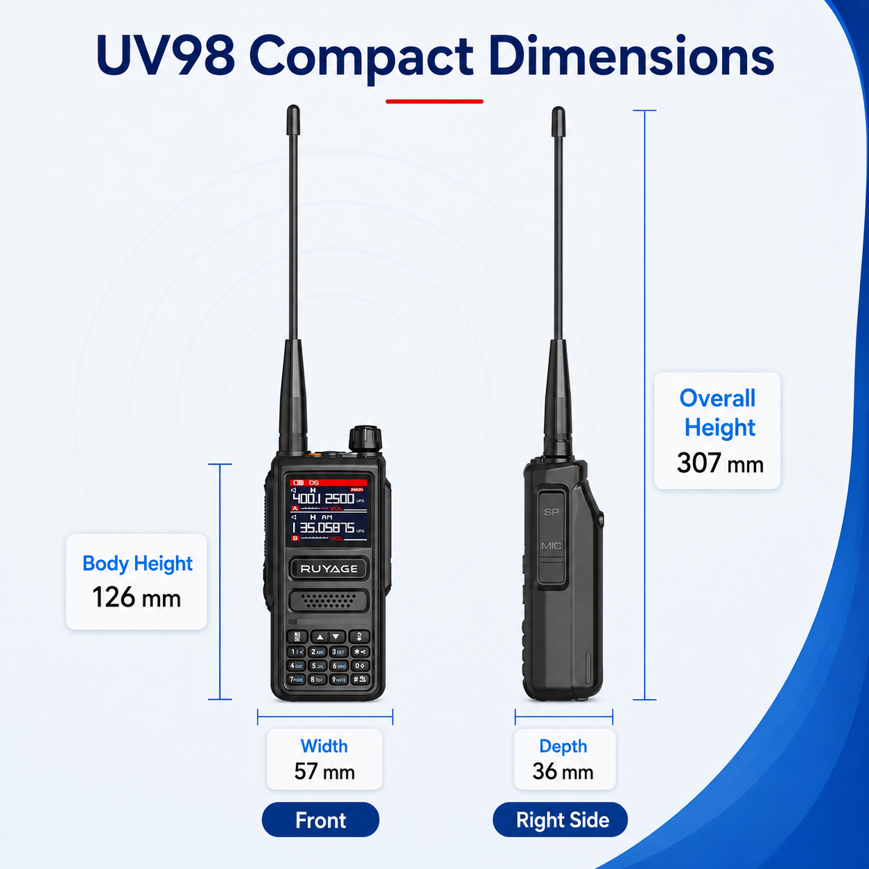 RUYAGE UV98 10W 6-Band VHF/UHF Analog Walkie Talkie