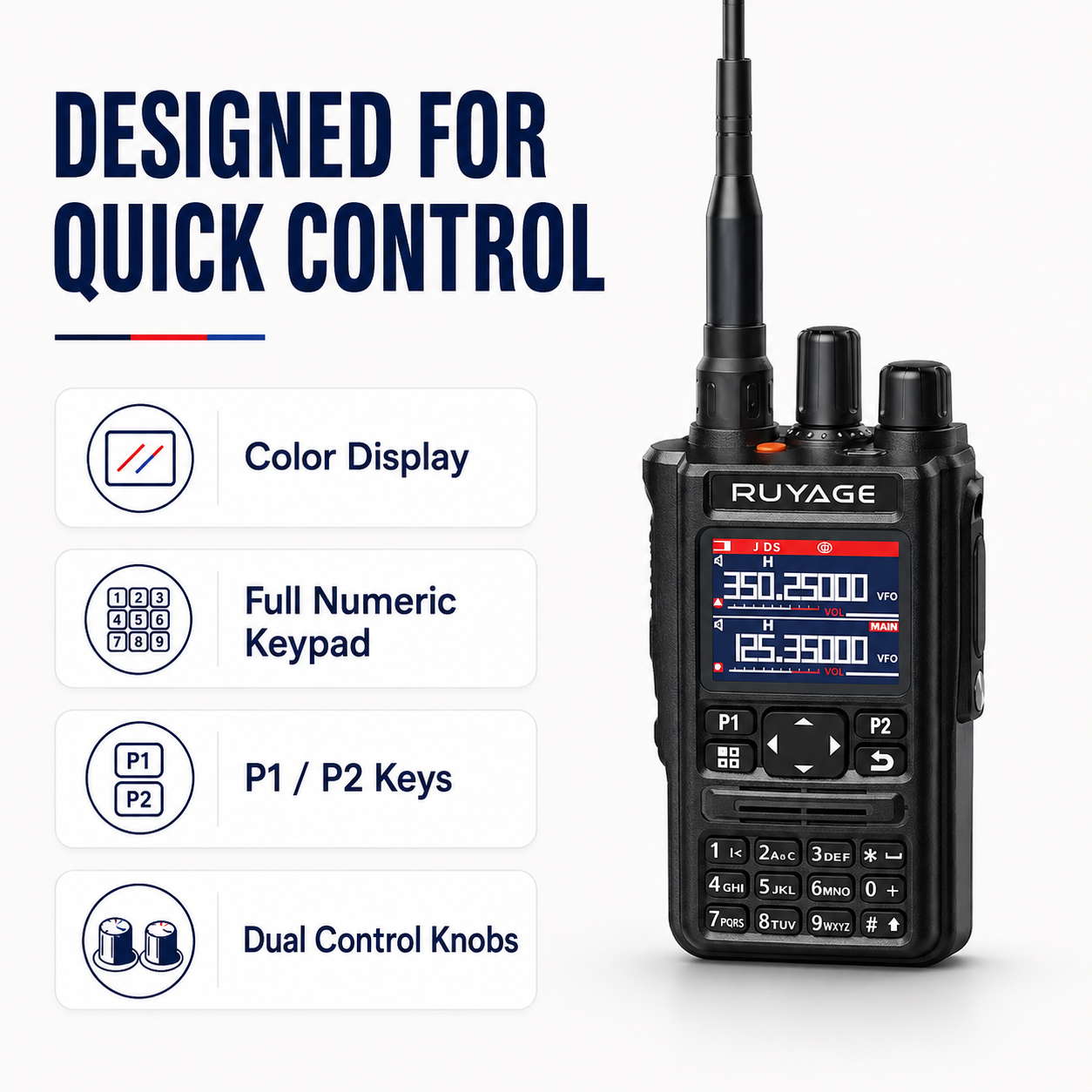 RUYAGE UV9D 6-Band GPS Bluetooth Analog Walkie Talkie