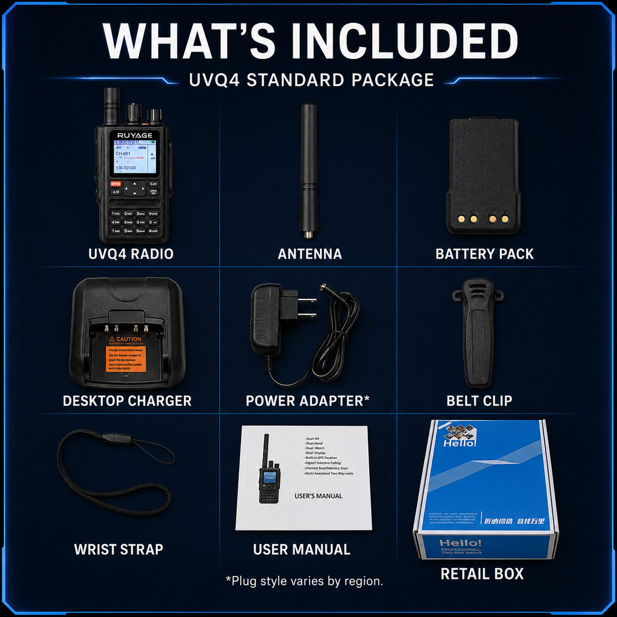 RUYAGE UVQ4 6-Band GPS Analog Walkie Talkie