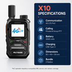 RUYAGE X10 Mini 4G LTE PoC Walkie Talkies with Alert Lights – 2-Pack