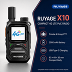 RUYAGE X10 Mini 4G LTE PoC Walkie Talkies with Alert Lights – 2-Pack