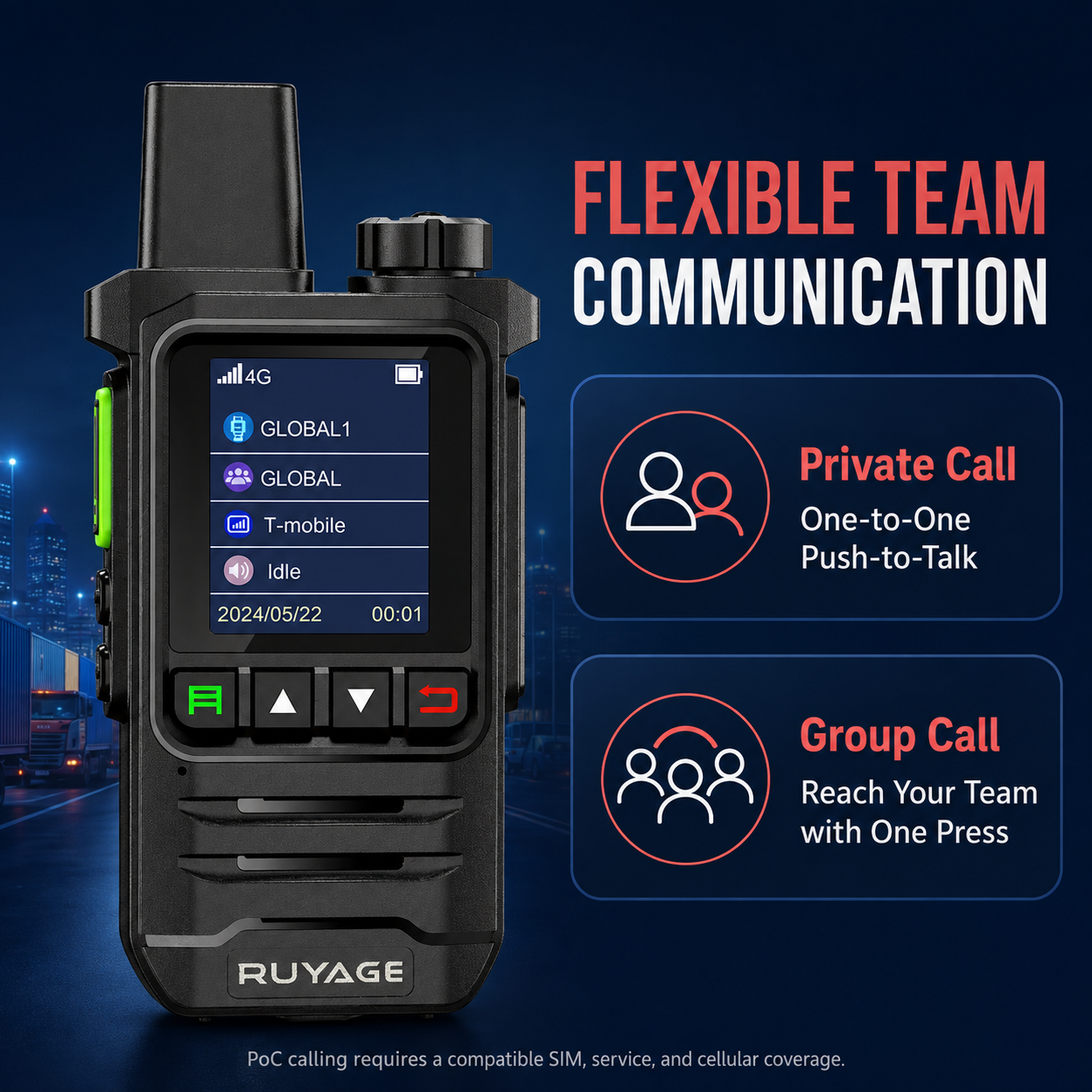 Ruyage-X20 4G 푸시투토크 워키토키 네트워크 글로벌 POC 라디오 장거리 500마일 하이킹 캠핑용 