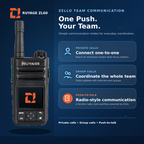 Ruyage ZL60 4G Rádio de rede com botão PTT WiFi Walkie Talkies Longo alcance 100 milhas Tela LCD de 1,77 polegadas Push-to-Talk para Zello Android 