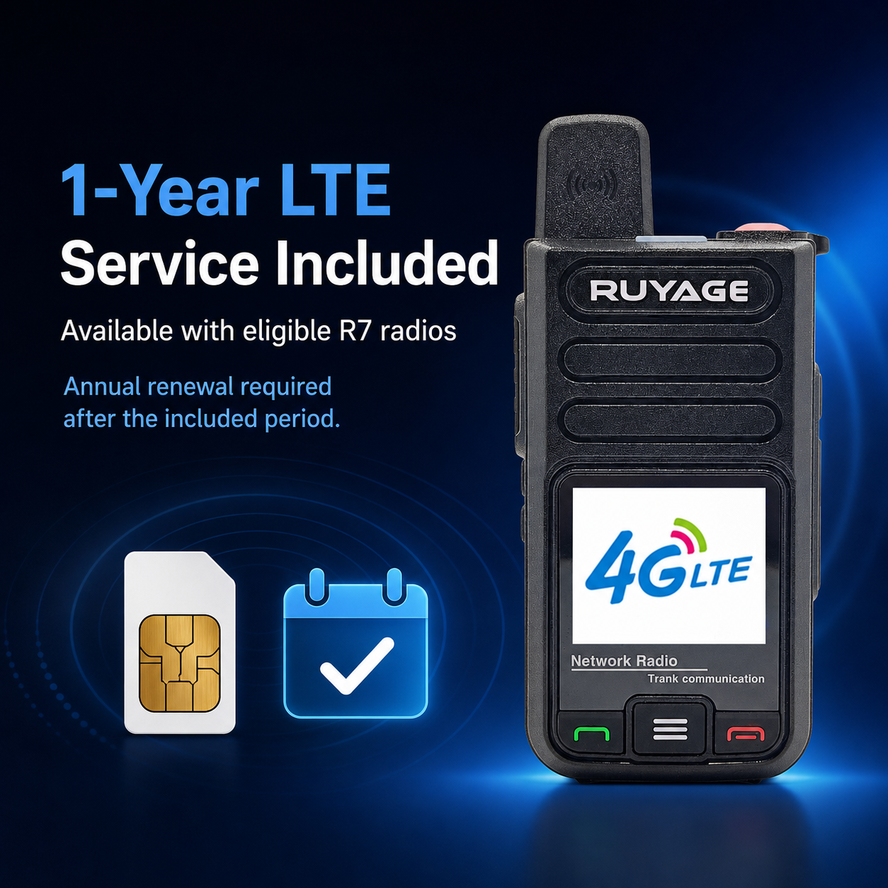 RUYAGE R7 4G LTE PoC Walkie Talkies with SIM Card