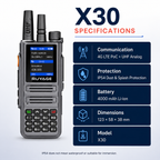 RUYAGE X30 Dual-Mode 4G LTE PoC & 5W UHF Two-Way Radio – IP54