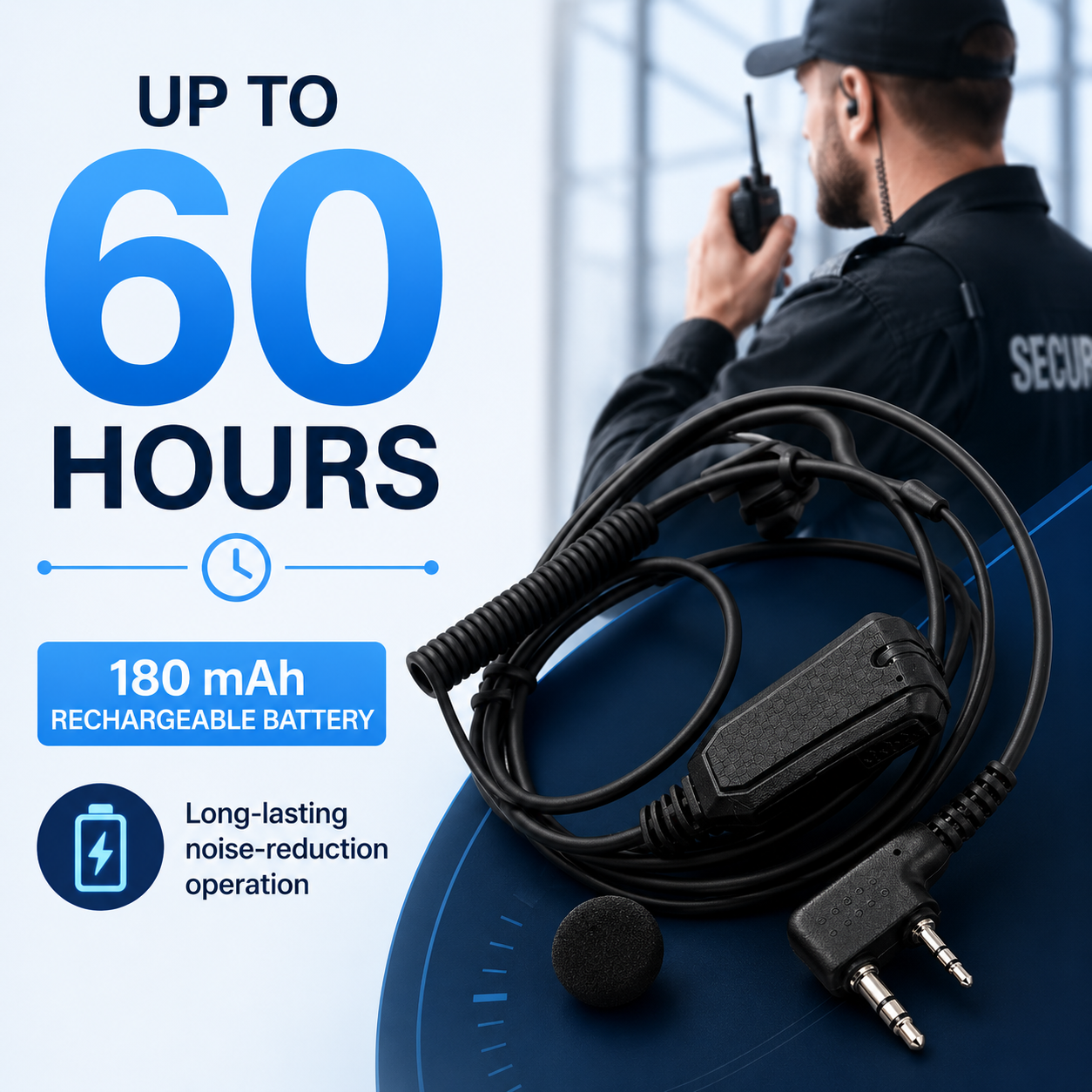 RUYAGE AI Noise-Cancelling PTT Earpiece for K-Type Radios