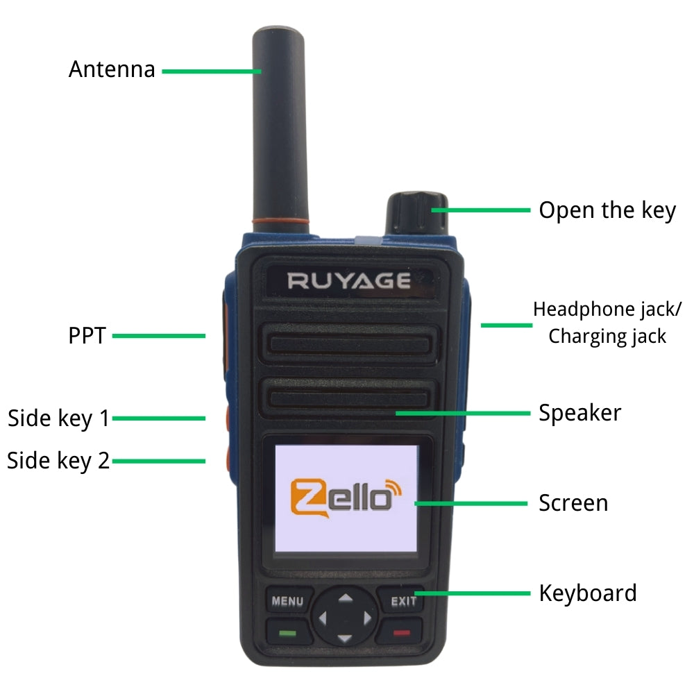 RUYAGE RY58 Zello 4G LTE PoC Radio Long Range Nationwide Walkie Talkie
