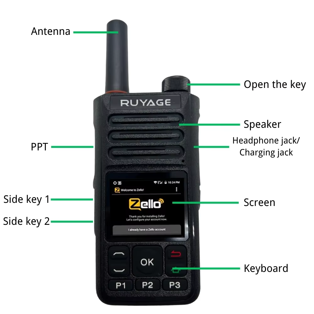 Ruyage RY68 Zello Push-to-Talk 4G LTE Long Range Walkie Talkie