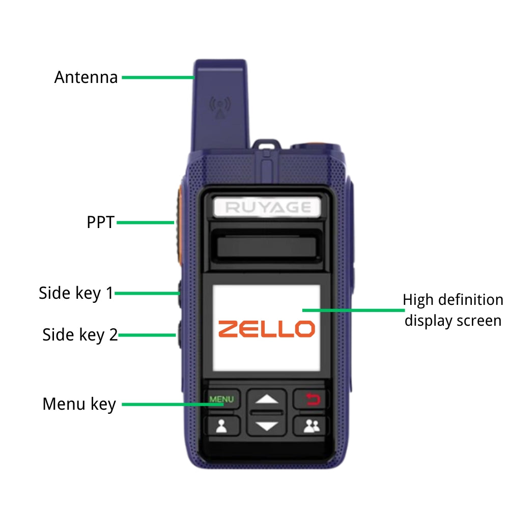Ruyage RY70 Zello Push-to-Talk 4G LTE Long Range Walkie Talkie