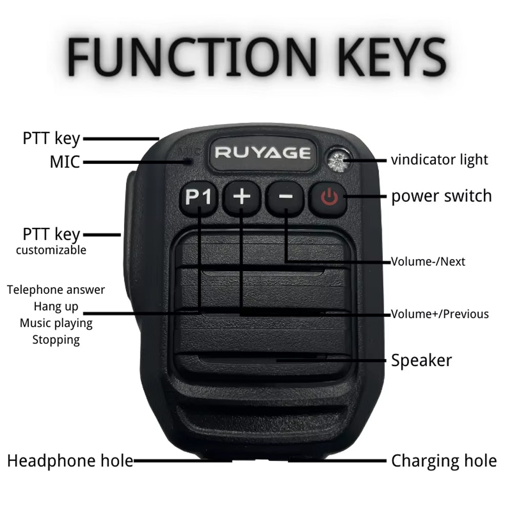 RUYAGE Zello Bluetooth Speaker Microphone Wireless Handheld PTT Mic