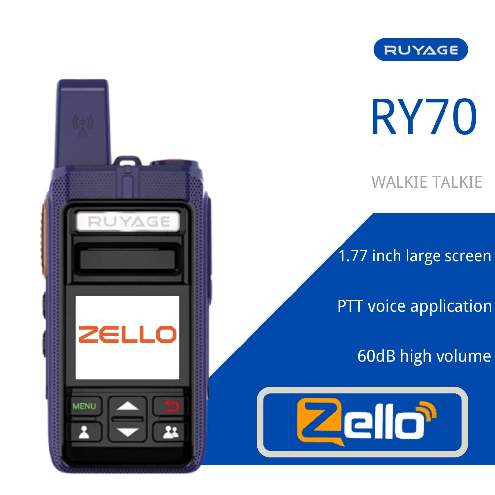 Ruyage RY70 Zello Push-to-Talk 4G LTE Long Range Walkie Talkie
