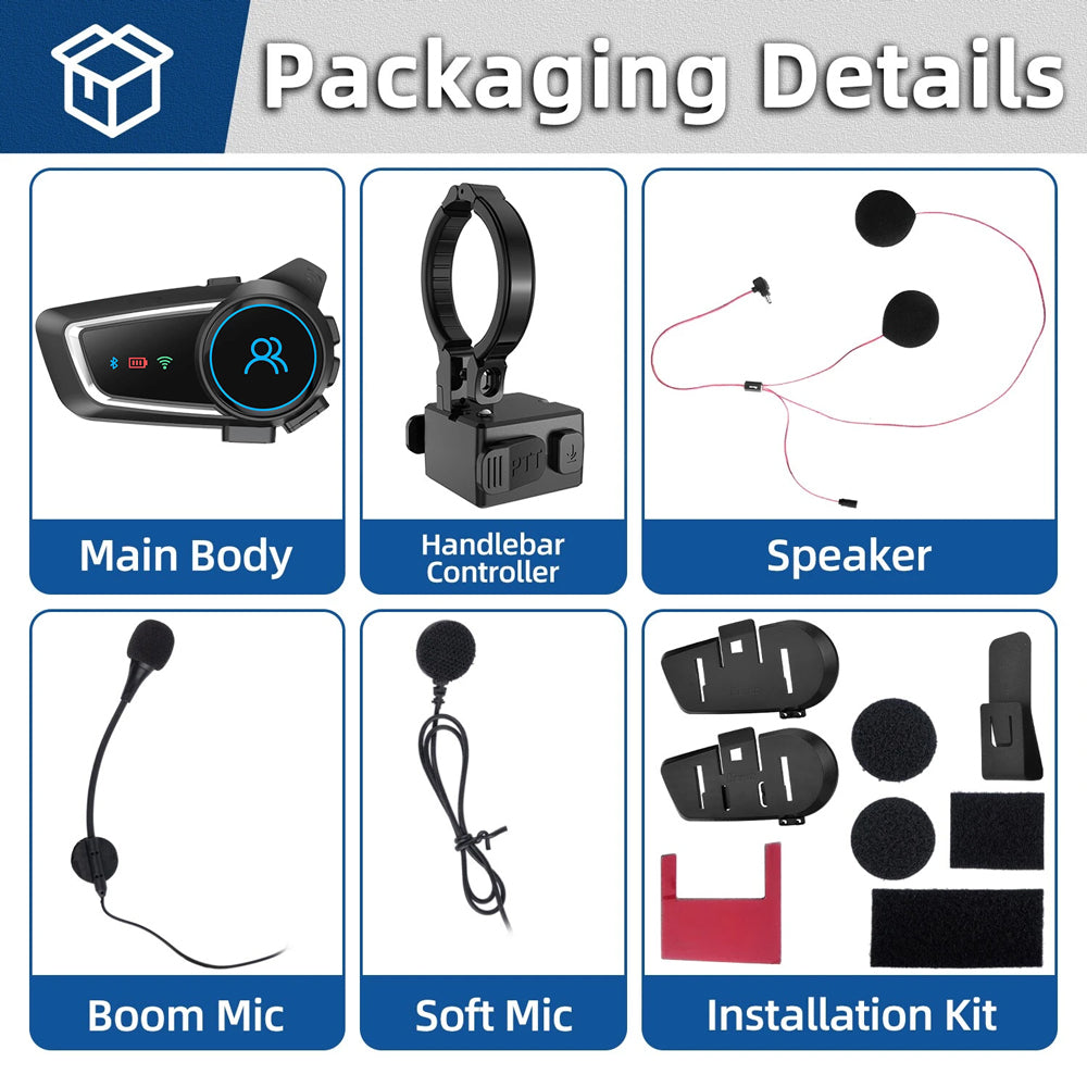 RUYAGE Zello Motorcycle Helmet Bluetooth Headset Wireless PTT Intercom