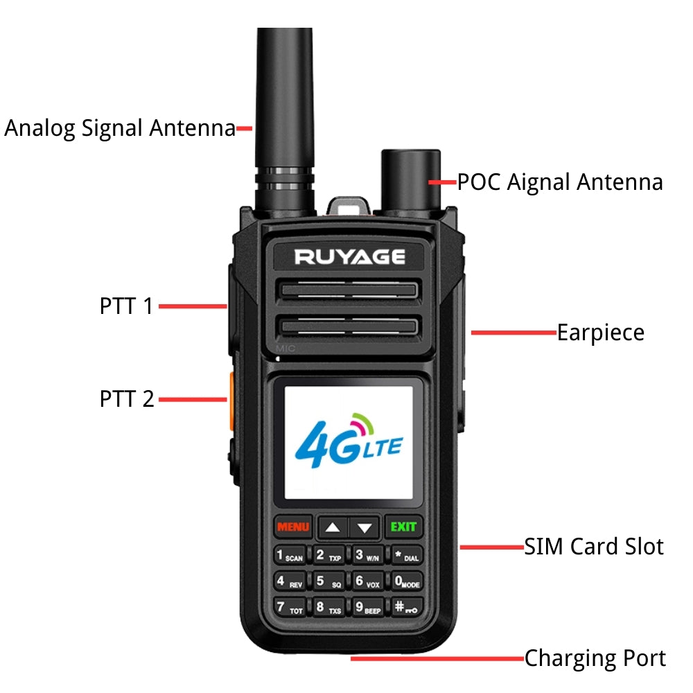 Ruyage X70 Dual Mode Long Range Radio Analog + 4G LTE PTT Walkie Talkie