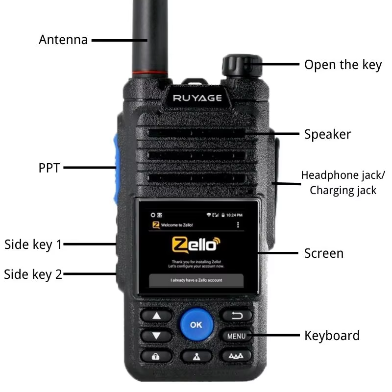 Ruyage ZL50 Zello Push-to-Talk 4G LTE Long Range Walkie Talkie