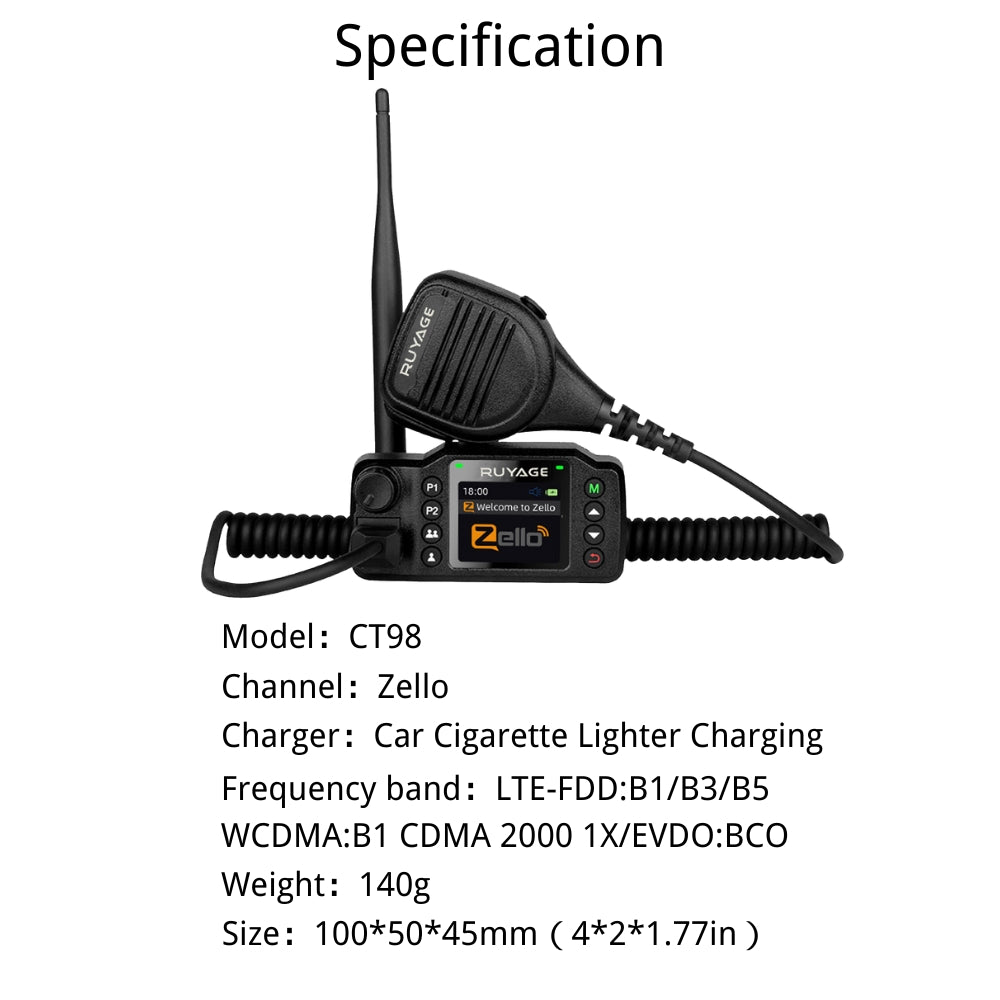 Ruyage Zello PTT 4G LTE Vehicle Mounted Walkie Talkie