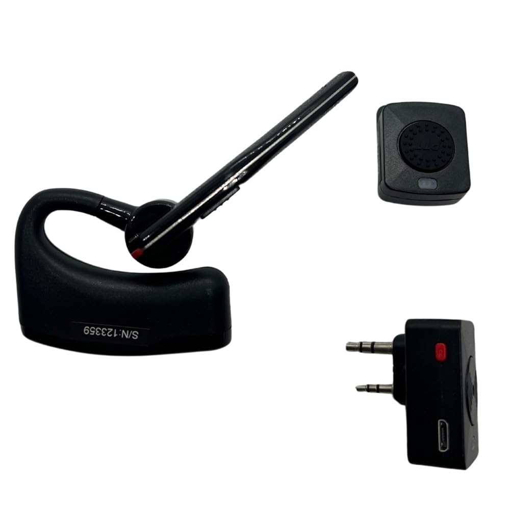 Ruyage Walkie Talkie Fone de ouvido Bluetooth, fone de ouvido Bluetooth com microfone com cancelamento de ruído, para UV98 compatível com rádios BaoFeng Kenwood Quansheng uv-k5 uv-5r e mais 
