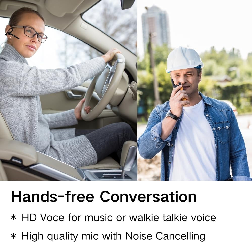Ruyage Walkie Talkie Fone de ouvido Bluetooth, fone de ouvido Bluetooth com microfone com cancelamento de ruído, para UV98 compatível com rádios BaoFeng Kenwood Quansheng uv-k5 uv-5r e mais 