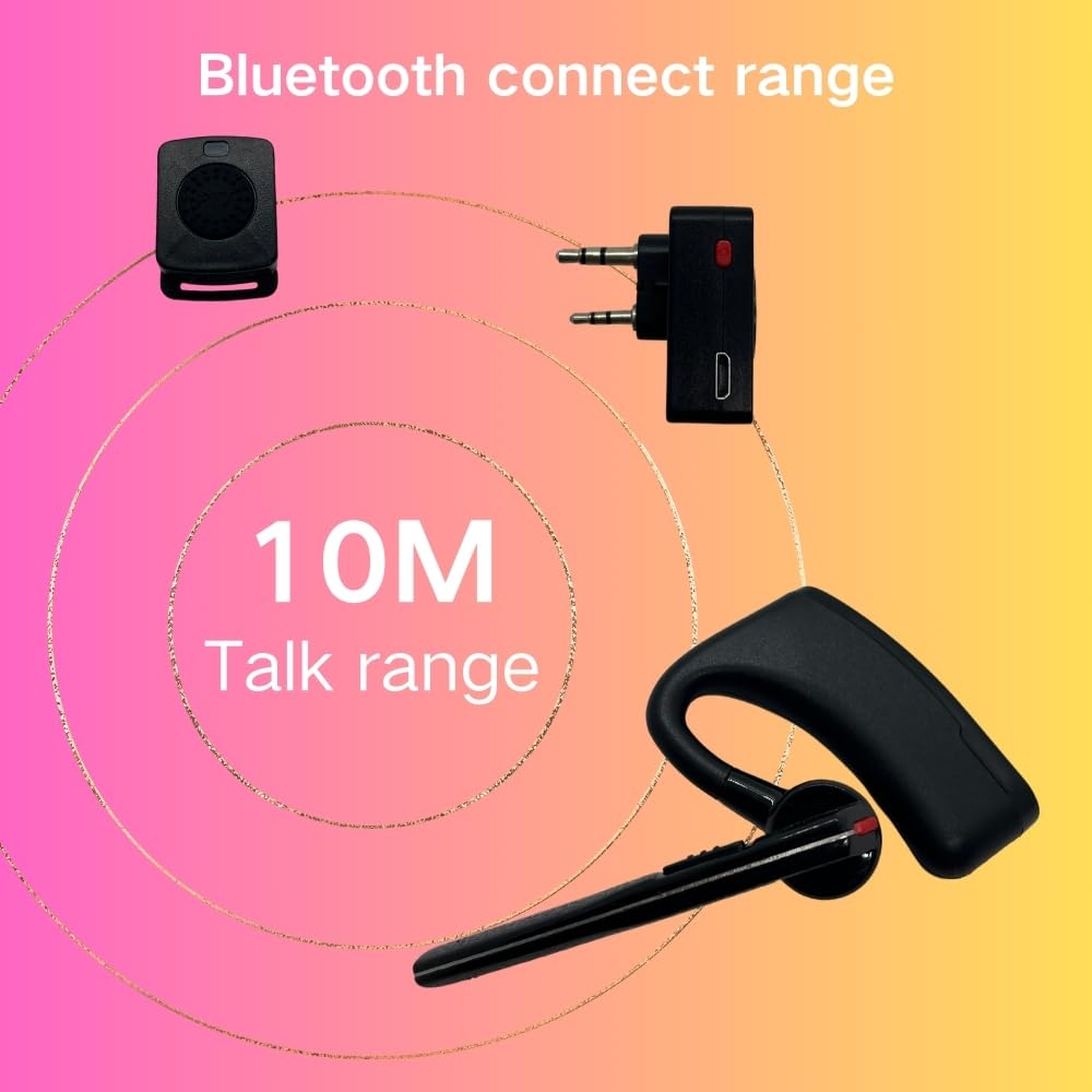 Ruyage Walkie Talkie Fone de ouvido Bluetooth, fone de ouvido Bluetooth com microfone com cancelamento de ruído, para UV98 compatível com rádios BaoFeng Kenwood Quansheng uv-k5 uv-5r e mais 