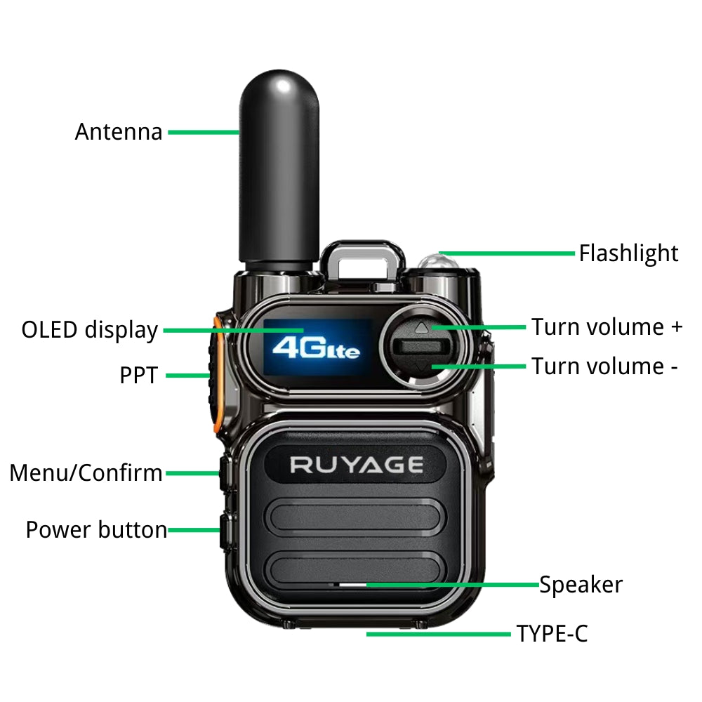 RUYAGE X40 4G LTE PoC Radio Long Range Nationwide Walkie Talkie